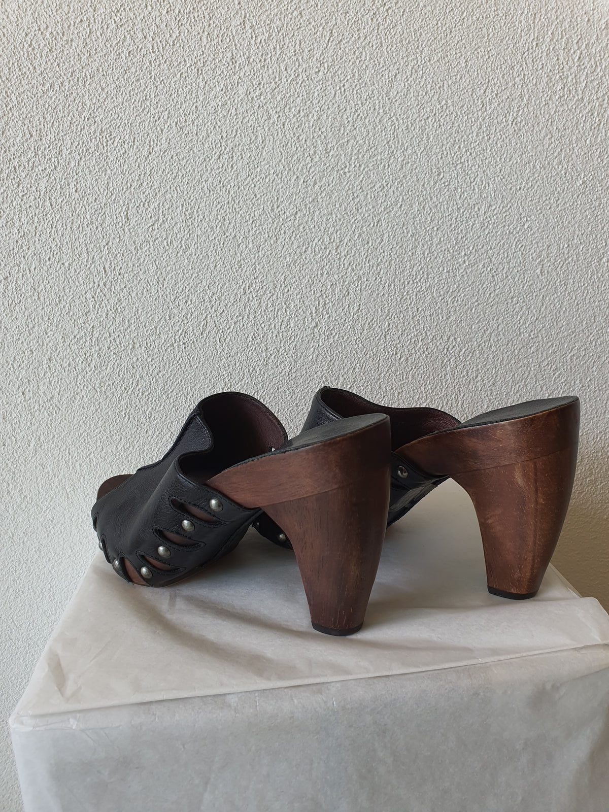 Black Timber Heel Shoe 36