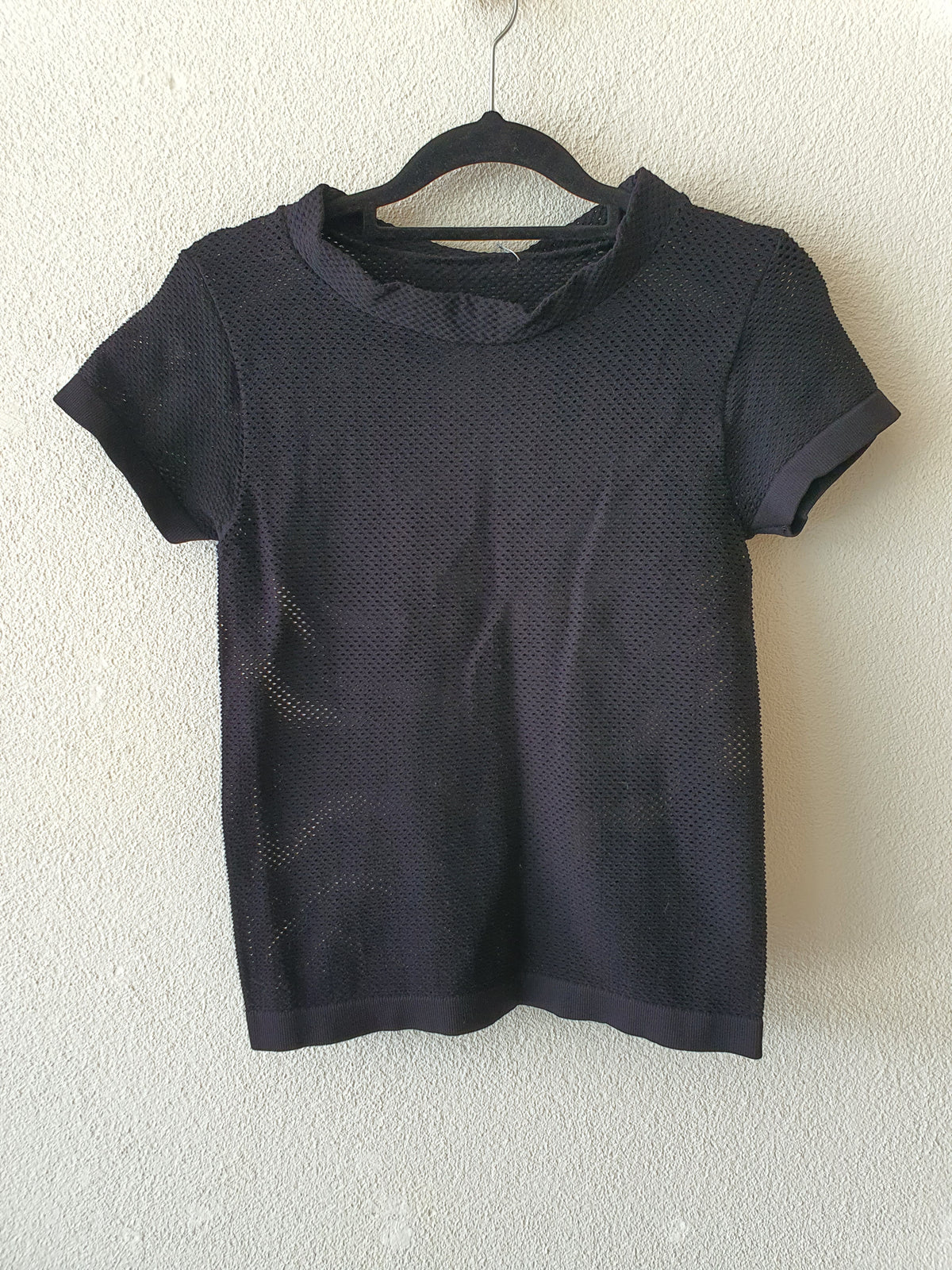 Black Textured T Shirt S