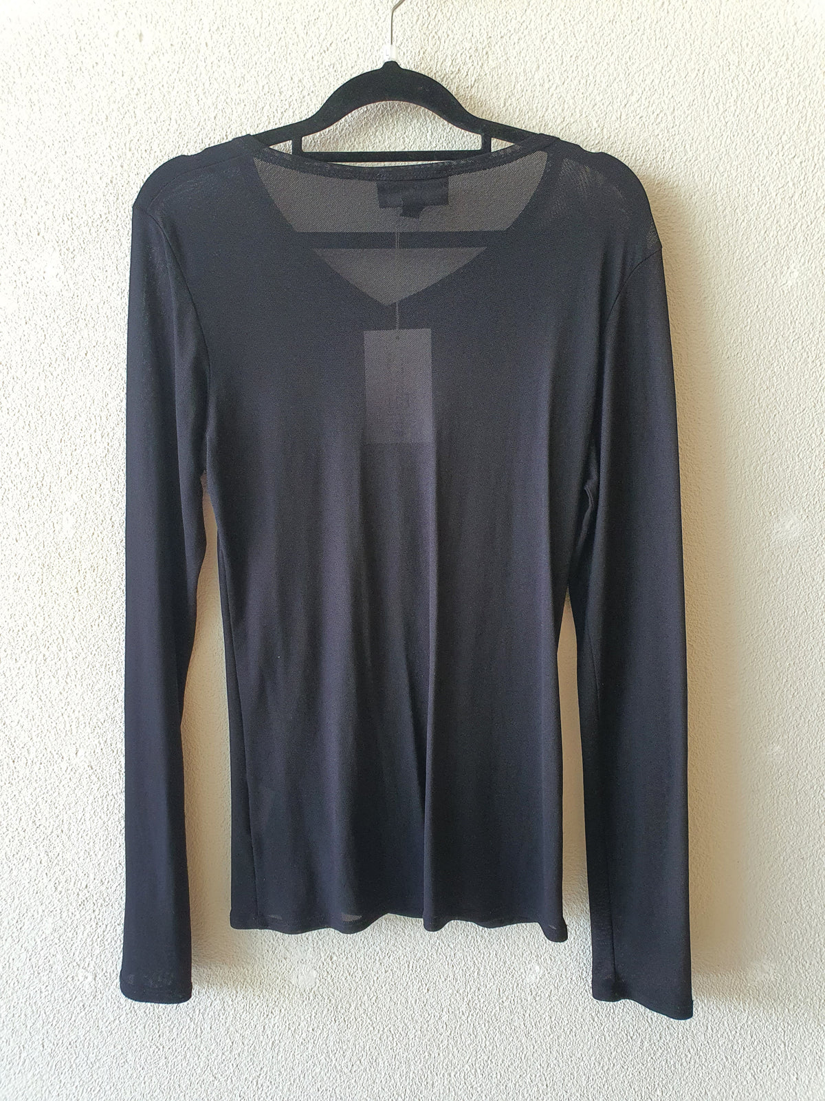 Suzanne Gregory Black sheer cross front M/L