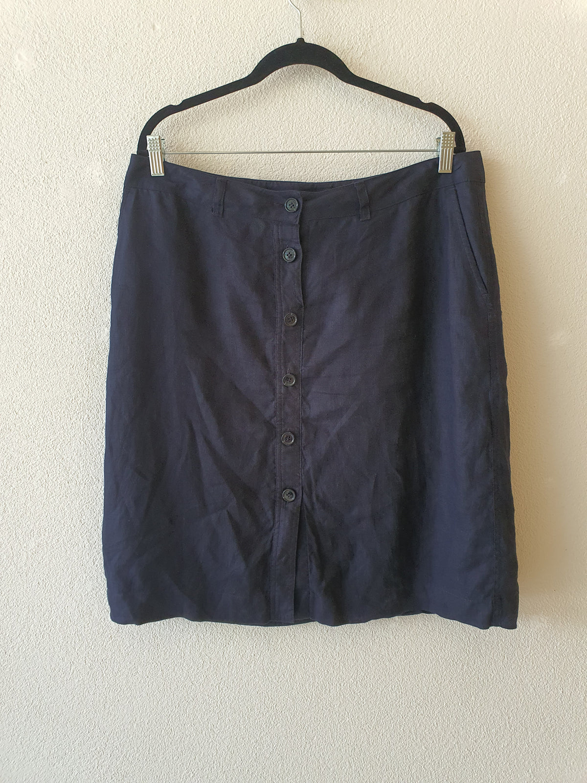 SportsCraft Navy Linen button front skirt 14