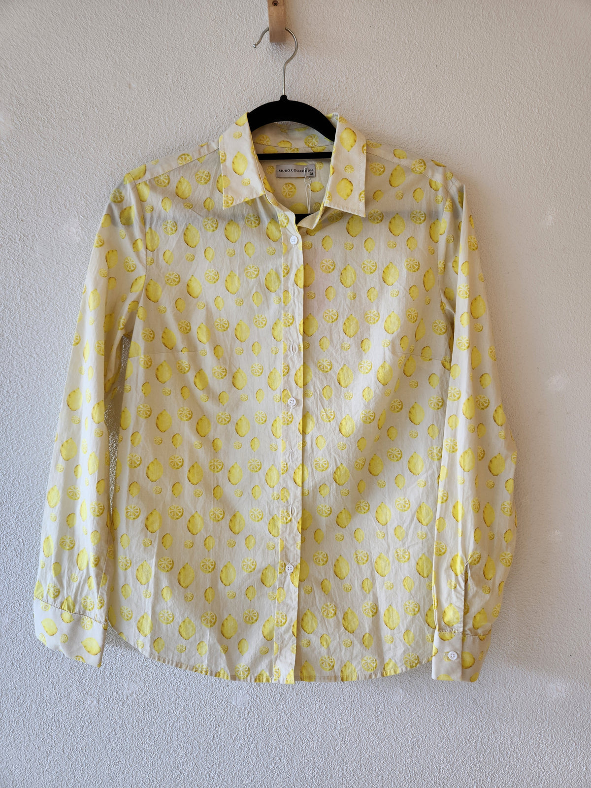 Mudo collection Lemon print cotton dress shirt Top M