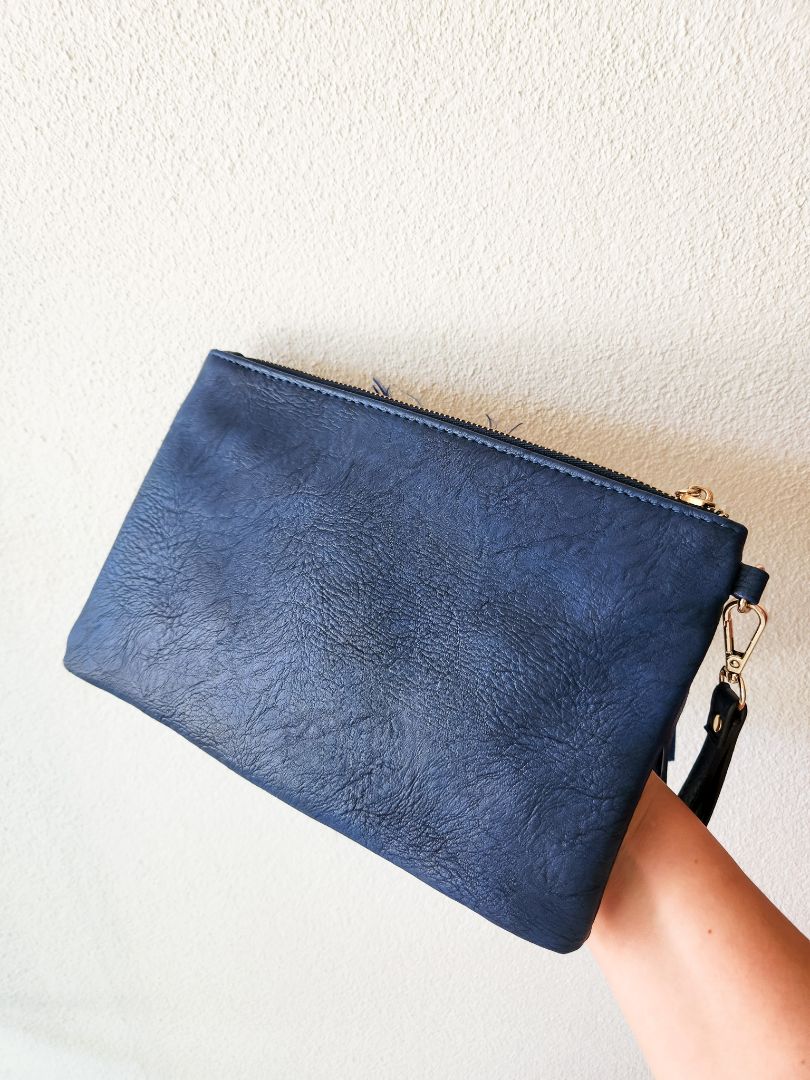 PS Fashion Blue Clutch w Embroidery Detail OS