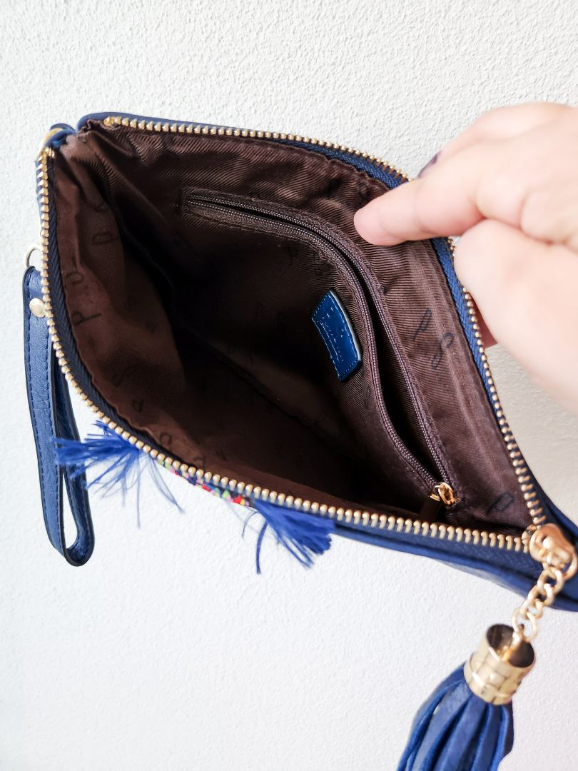 PS Fashion Blue Clutch w Embroidery Detail OS