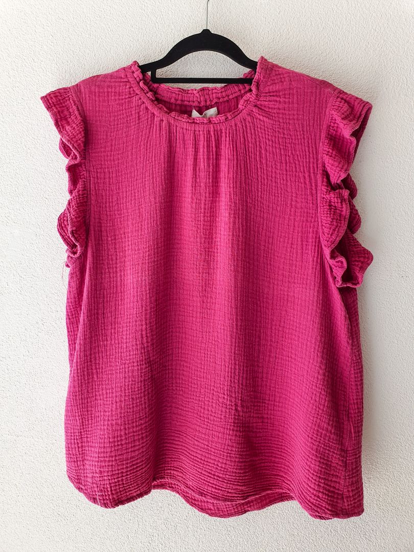 Zest Waffle Top, Pink Cotton M