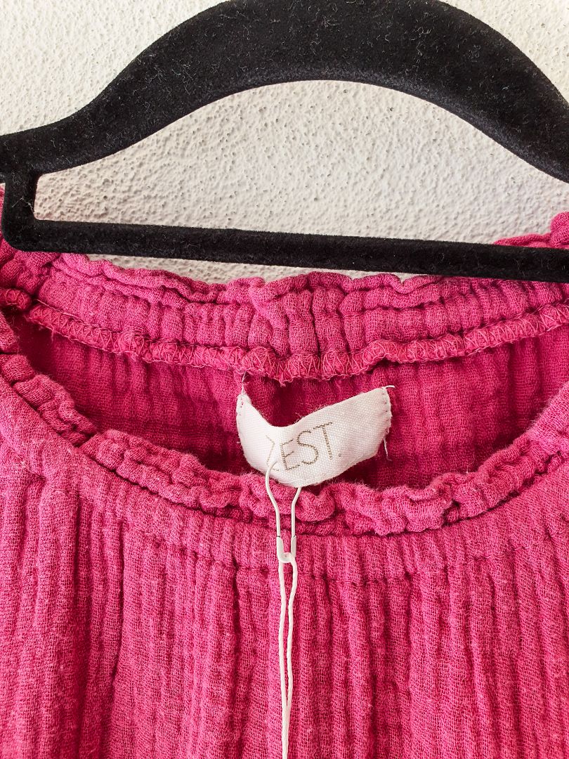 Zest Waffle Top, Pink Cotton M
