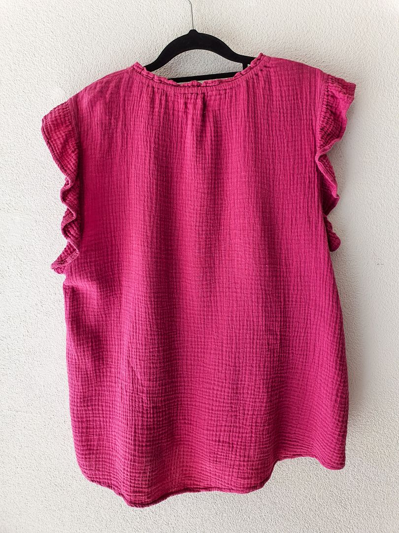 Zest Waffle Top, Pink Cotton M