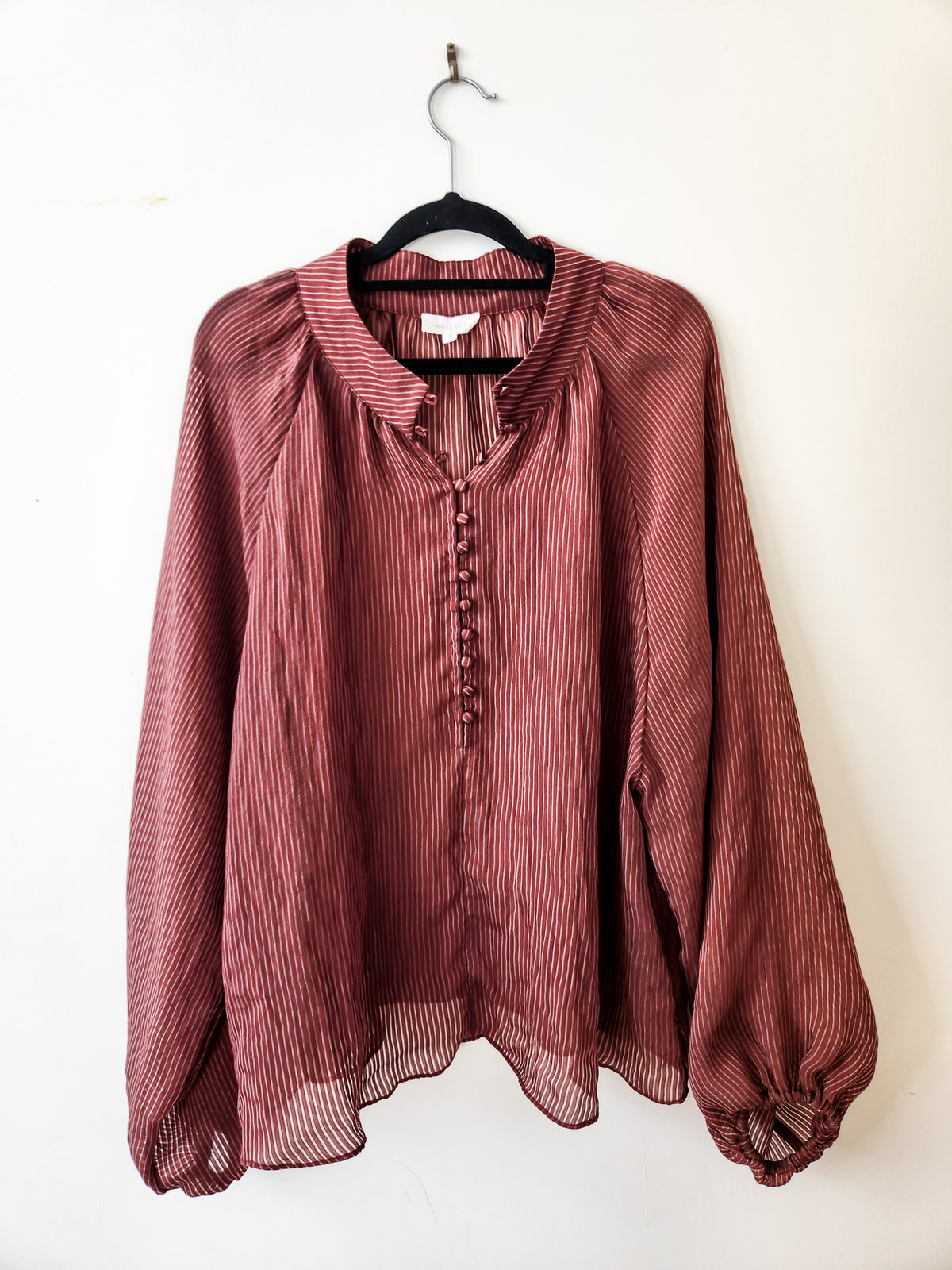 Whistle Burgundy White Striped Blouse XXL