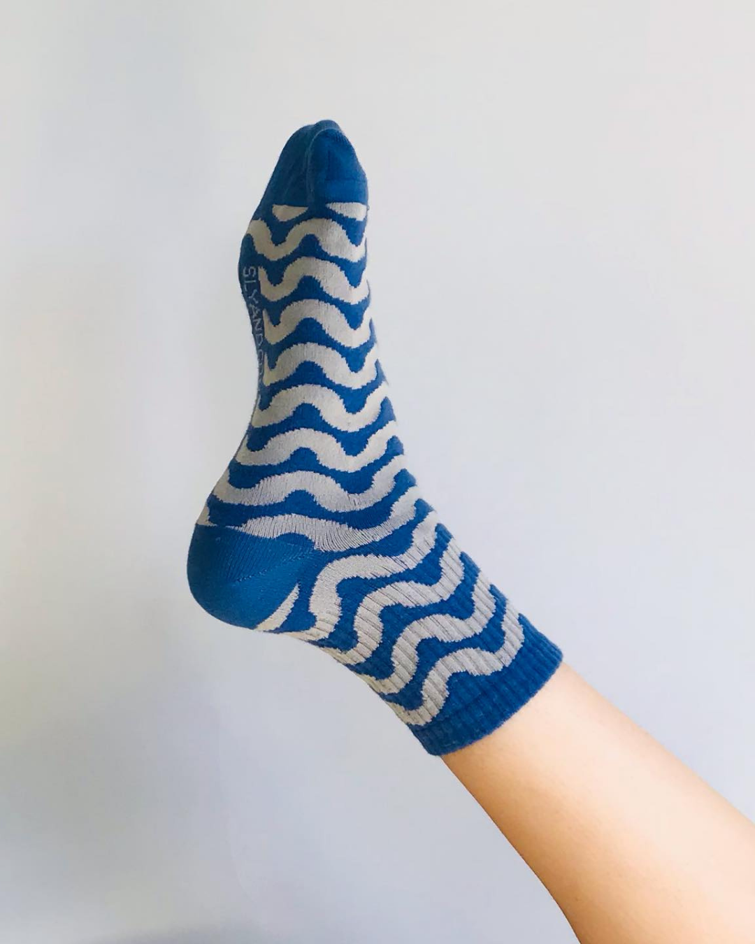 Sly Studio Socks Cotton Blue + Grey, NZ Made