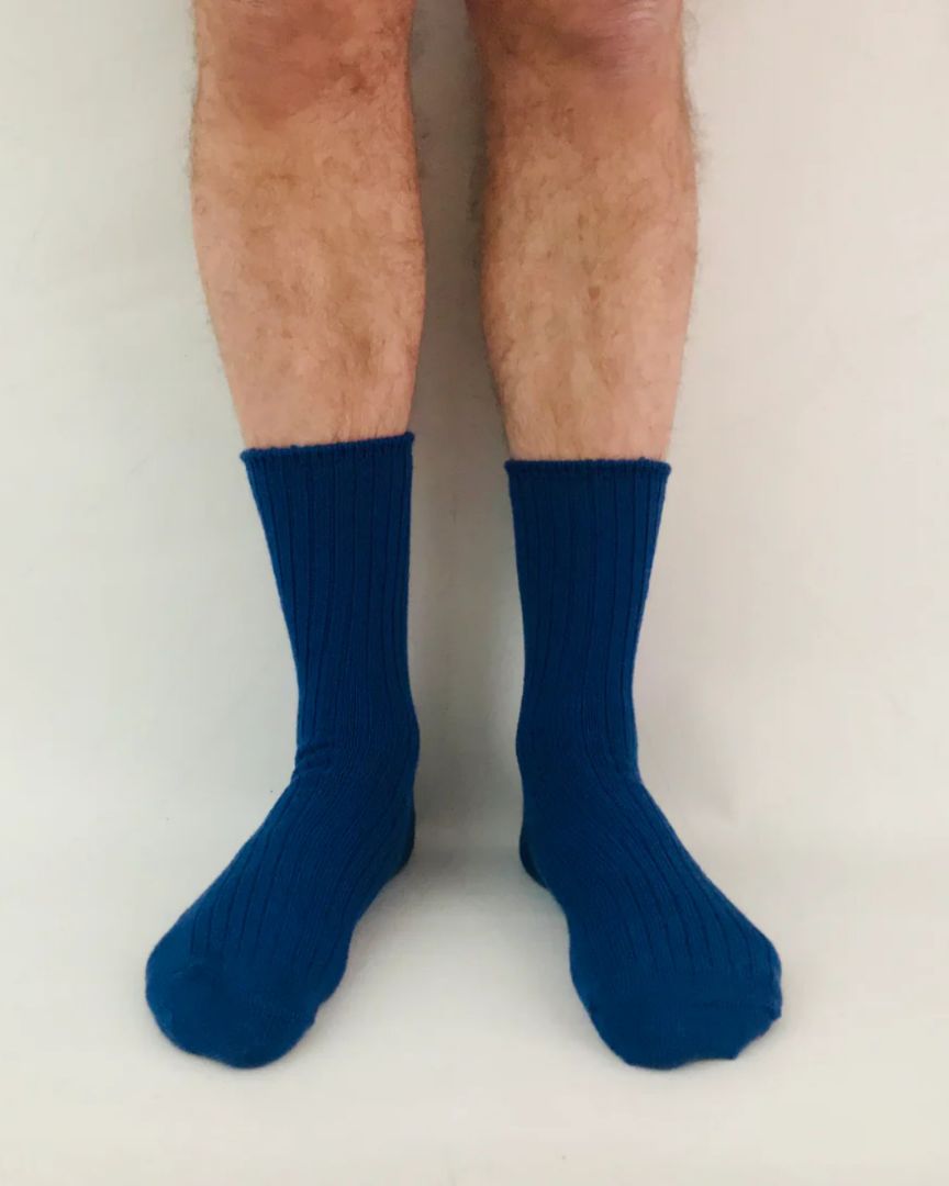 Sly & Co Merino Socks | Ribbed Blue
