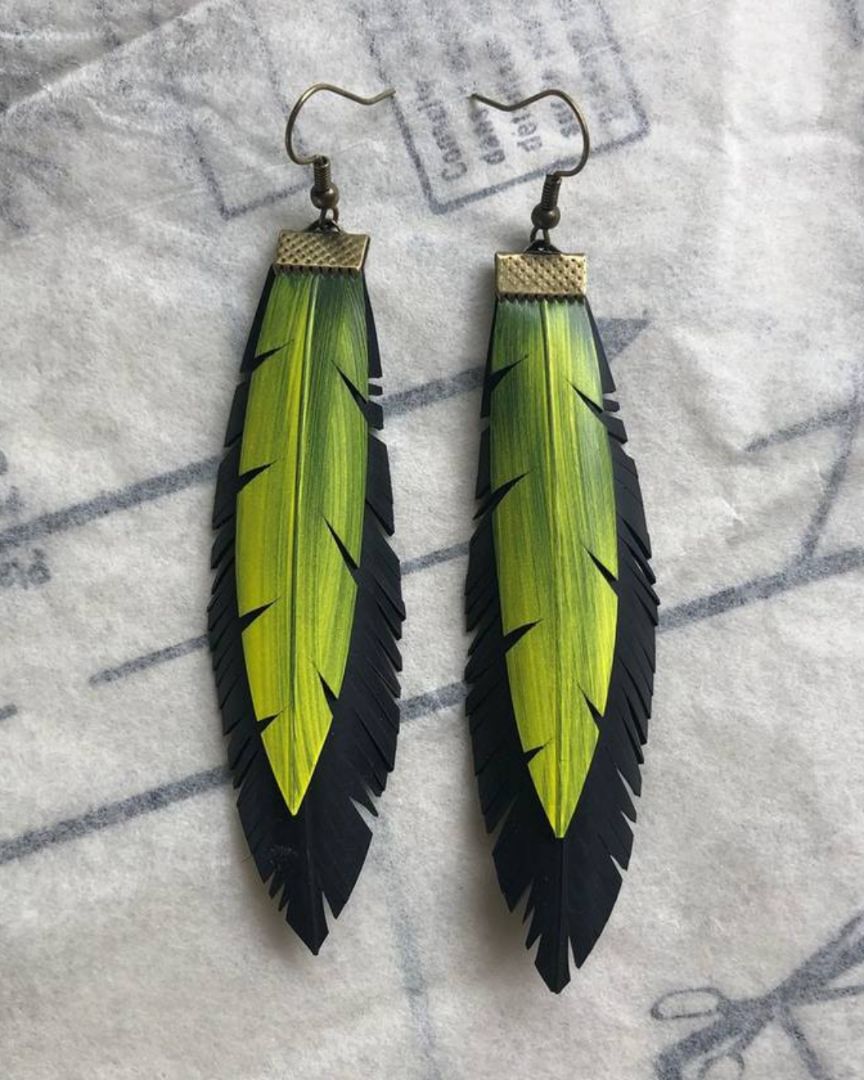 re:purpose Double Feather Earrings | Yellow