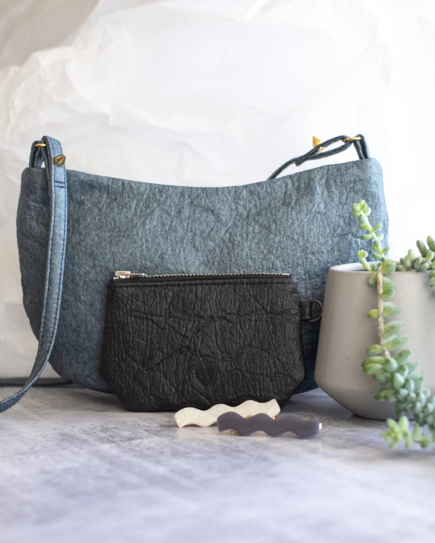 Velvet Heartbeat | Piñatex Mini Card Wallet, Black