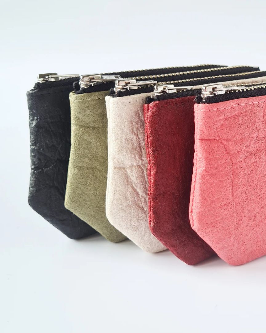 Velvet Heartbeat | Piñatex Mini Card Wallet, Black