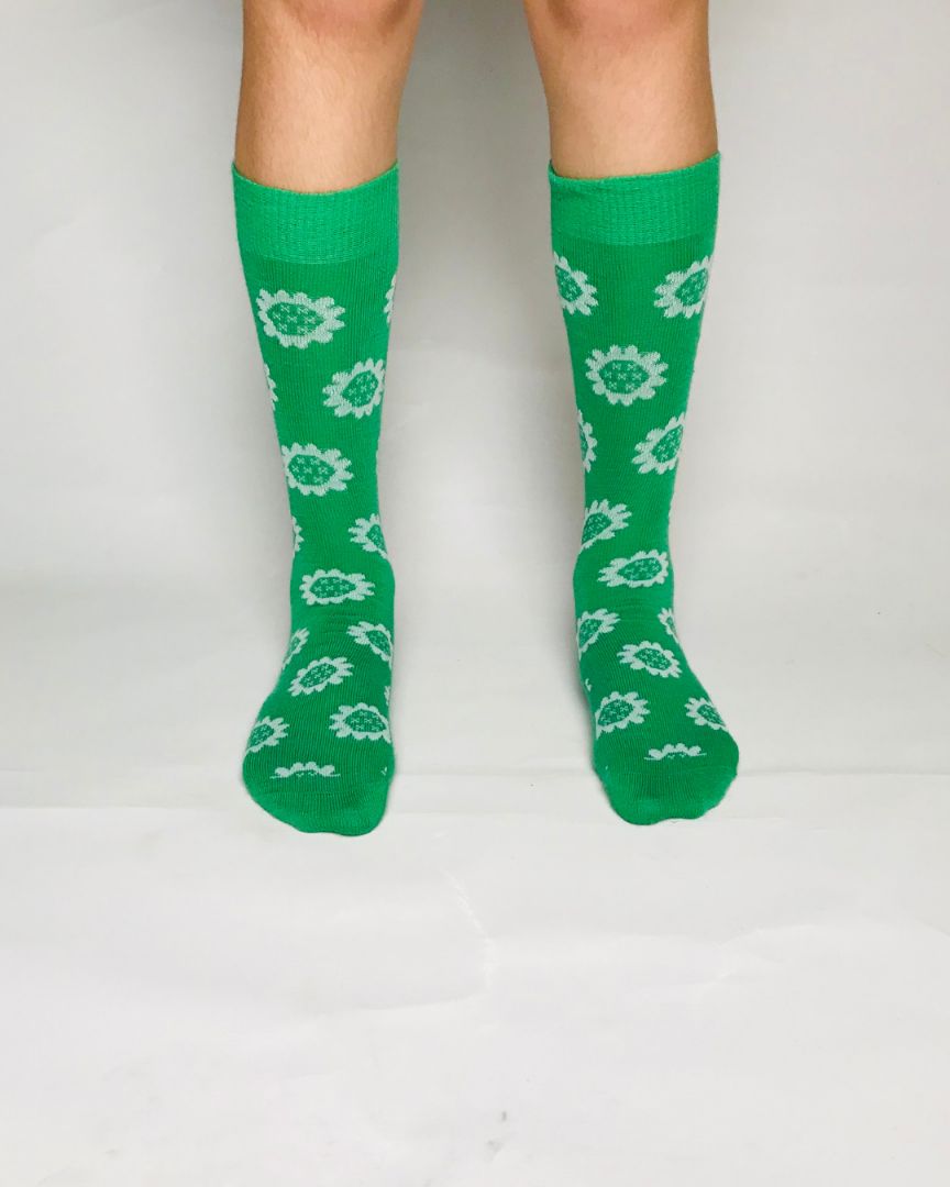 Sly & Co Merino Socks | Green Flowers