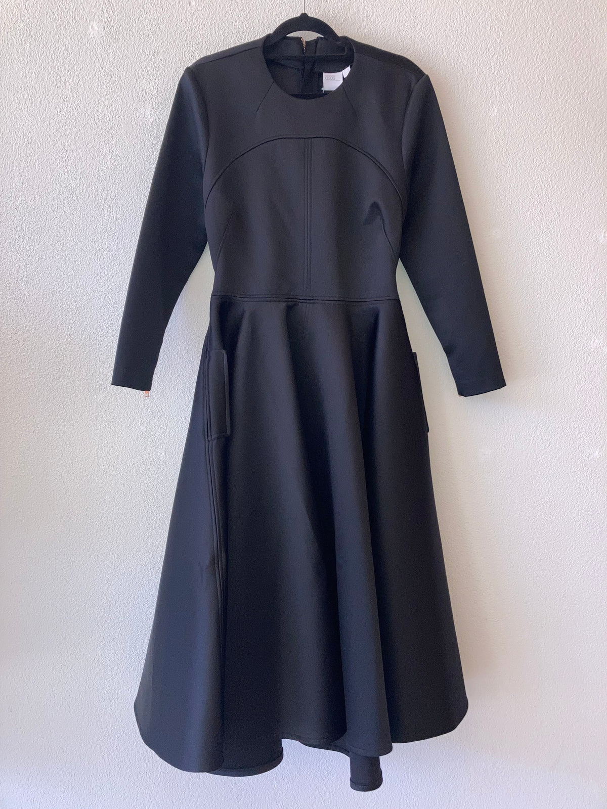 ASOS White NEW Black Coat Dress Rose gold zip 12