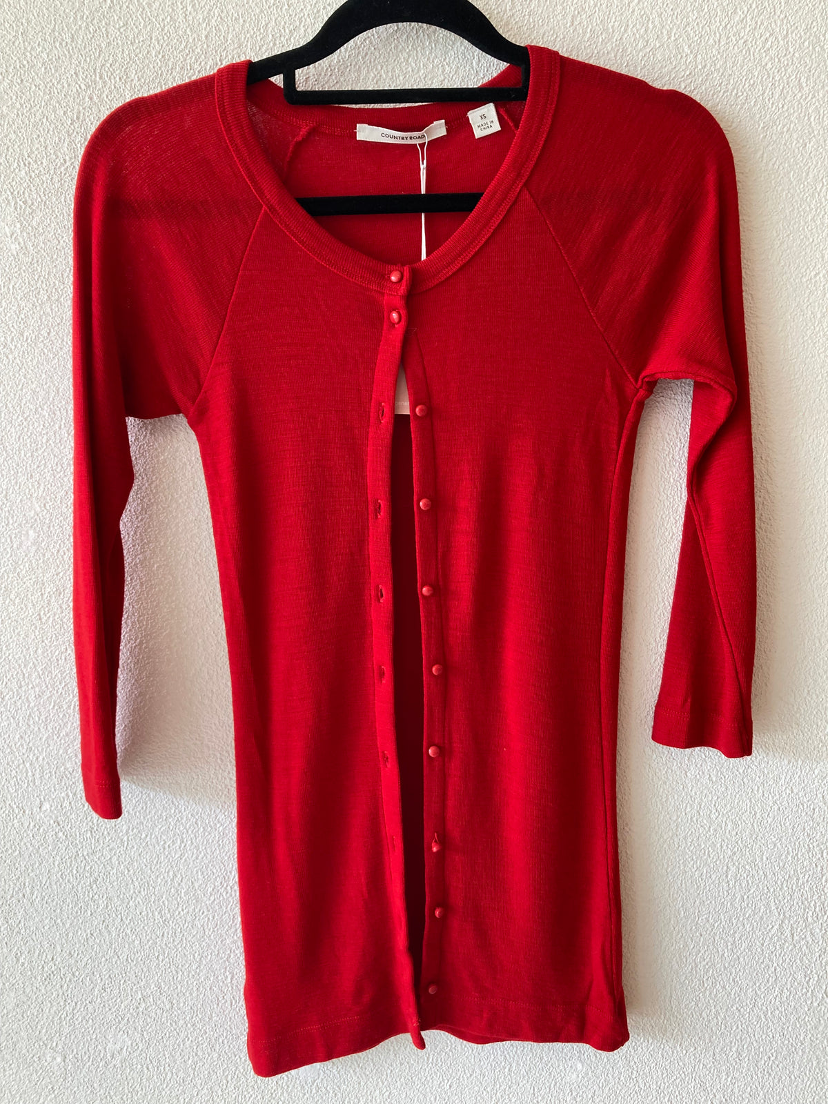 Country Road Red Wool Long Cardi XS