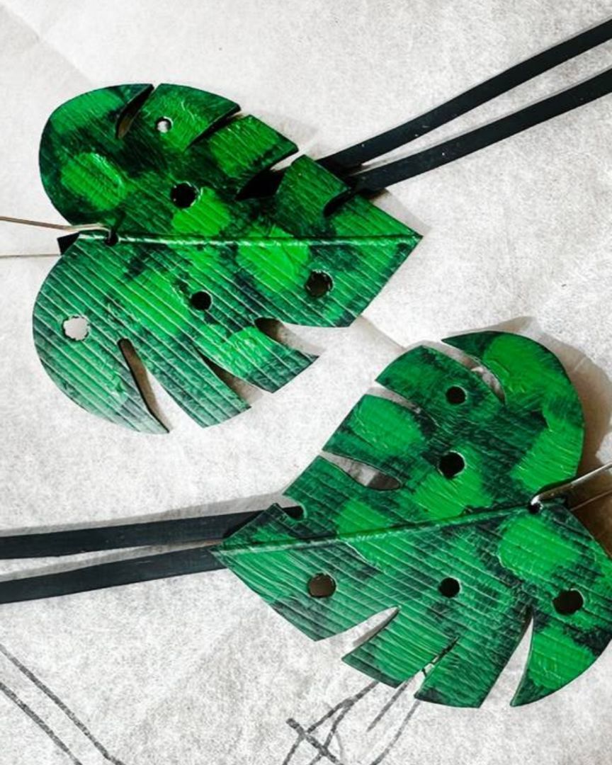re:purpose Monstera Earrings | Green