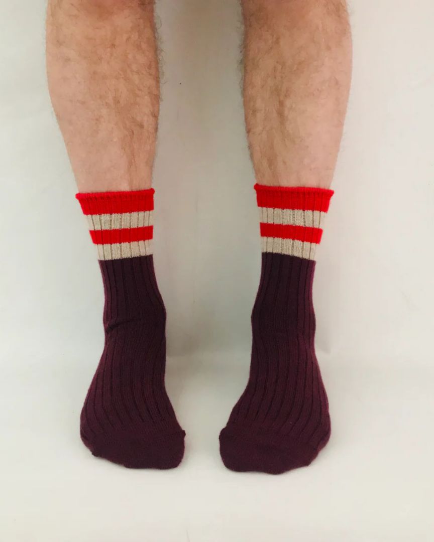 Sly & Co Merino Socks | Multi Colour Maroon