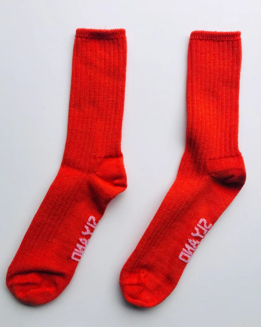Sly & Co Merino Socks | Ribbed Orange
