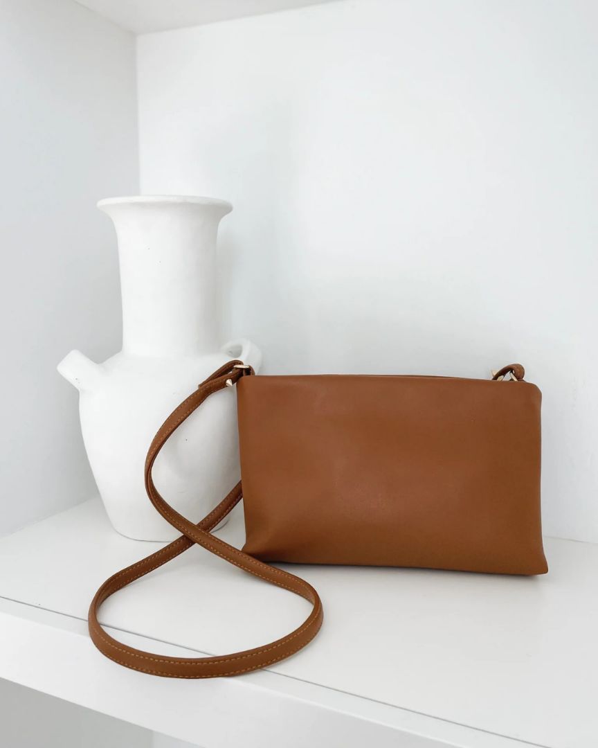 Paz - Cactus Leather Crossbody Bag | Caramel