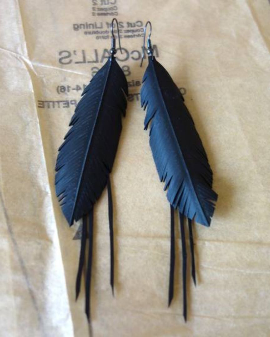re:purpose Earrings | Feathers w Strands Petite