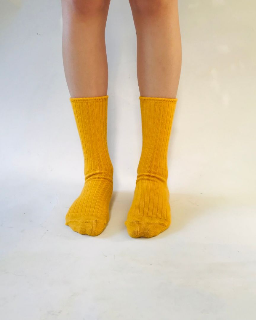 Sly & Co Merino Socks | Ribbed Yellow