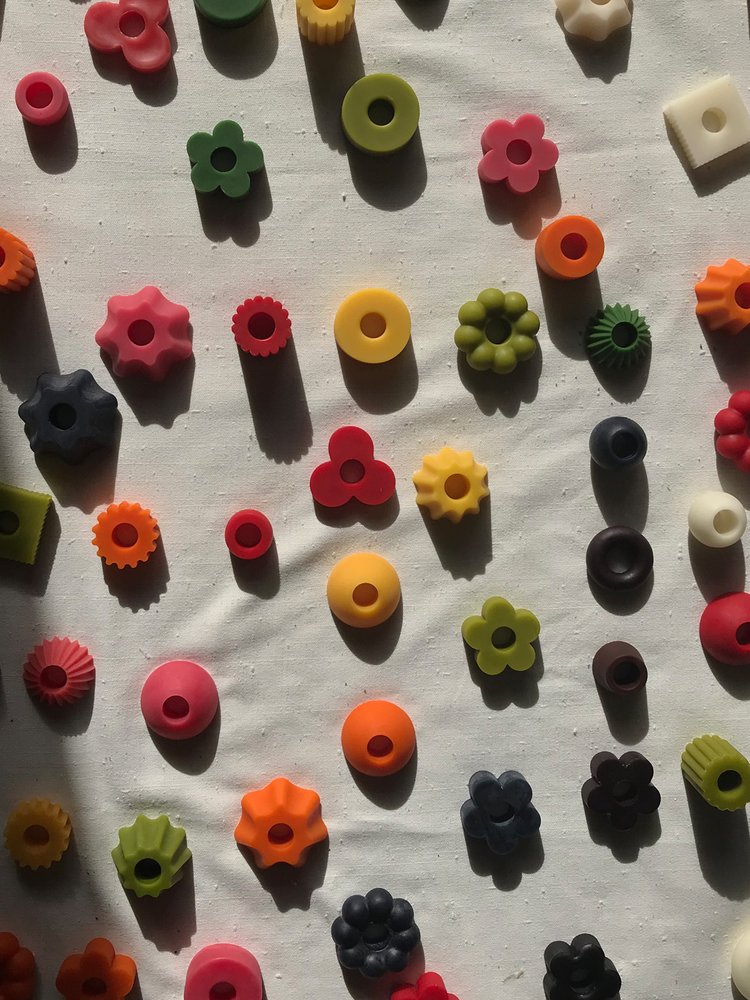 Poppy + Sage Sculptural Beeswax Stacking Candle, RAINBOW, Medium
